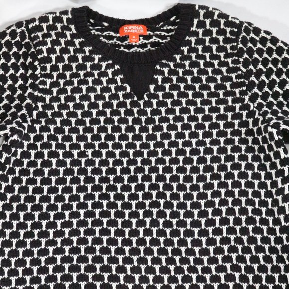 KIRNA ZABETE Black and White Woven Half Sleeve Sweater Sz Medium US Women - Picture 3 of 9